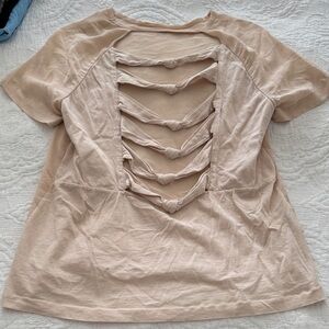 Stylish Beige Women's Top with Knotted Back Design